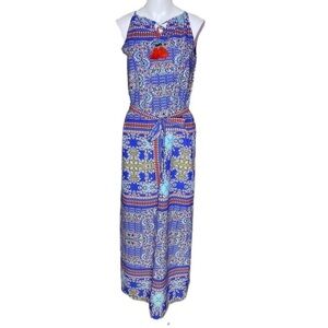 The Limited Dress Maxi Boho Blue Red Gold Size S